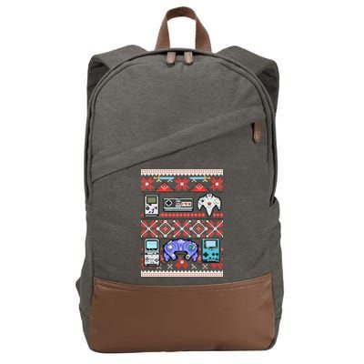 Retro Video Games Ugly Christmas Sweater Cotton Canvas Backpack