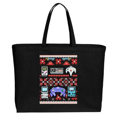 Retro Video Games Ugly Christmas Sweater Cotton Canvas Jumbo Tote