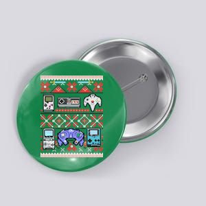 Retro Video Games Ugly Christmas Sweater Button