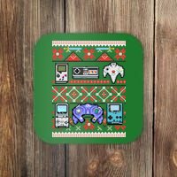 Retro Video Games Ugly Christmas Sweater Coaster