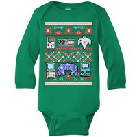 Retro Video Games Ugly Christmas Sweater Baby Long Sleeve Bodysuit