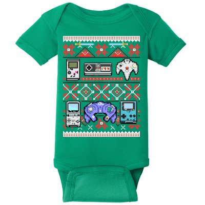 Retro Video Games Ugly Christmas Sweater Baby Bodysuit