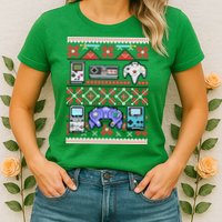 Retro Video Games Ugly Christmas Sweater Womens T-Shirt