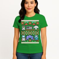 Retro Video Games Ugly Christmas Sweater Womens T-Shirt