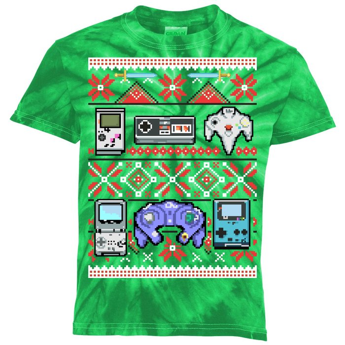 Retro Video Games Ugly Christmas Sweater Kids Tie-Dye T-Shirt