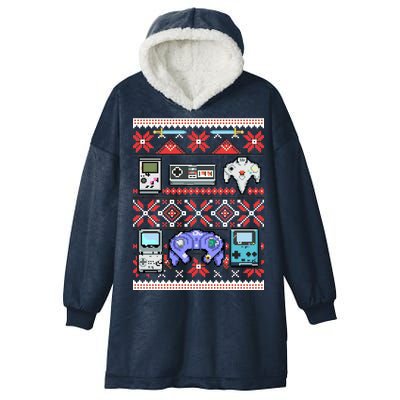 Retro Video Games Ugly Christmas Sweater Hooded Wearable Blanket