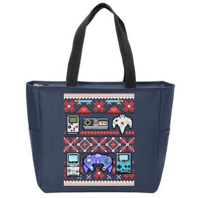 Retro Video Games Ugly Christmas Sweater Zip Tote Bag