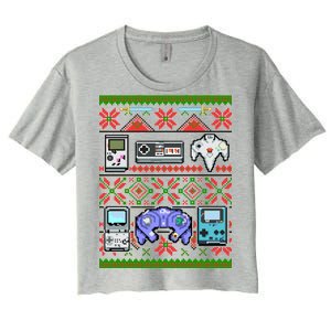 Retro Video Games Ugly Christmas Sweater Women's Crop Top Tee