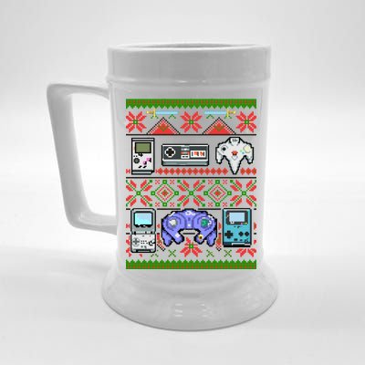 Retro Video Games Ugly Christmas Sweater Beer Stein