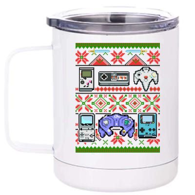 Retro Video Games Ugly Christmas Sweater 12 oz Stainless Steel Tumbler Cup