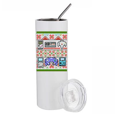 Retro Video Games Ugly Christmas Sweater Stainless Steel Tumbler