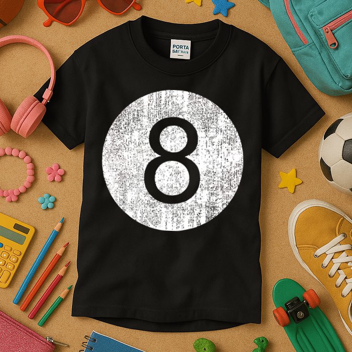 Retro Vintage 8 Ball Logo Kids T-Shirt