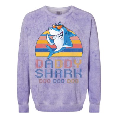 Retro Vintage Daddy Shark Doo Colorblast Crewneck Sweatshirt