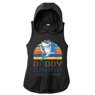 Retro Vintage Daddy Shark Doo Ladies PosiCharge Tri-Blend Wicking Draft Hoodie Tank