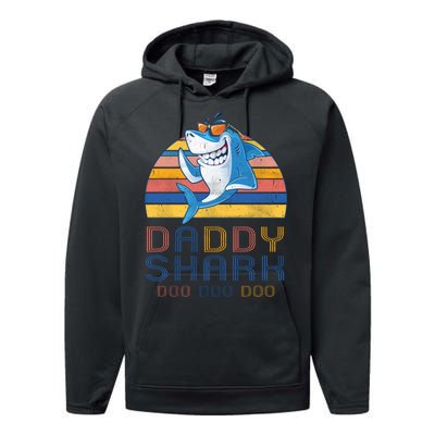 Retro Vintage Daddy Shark Doo Performance Fleece Hoodie