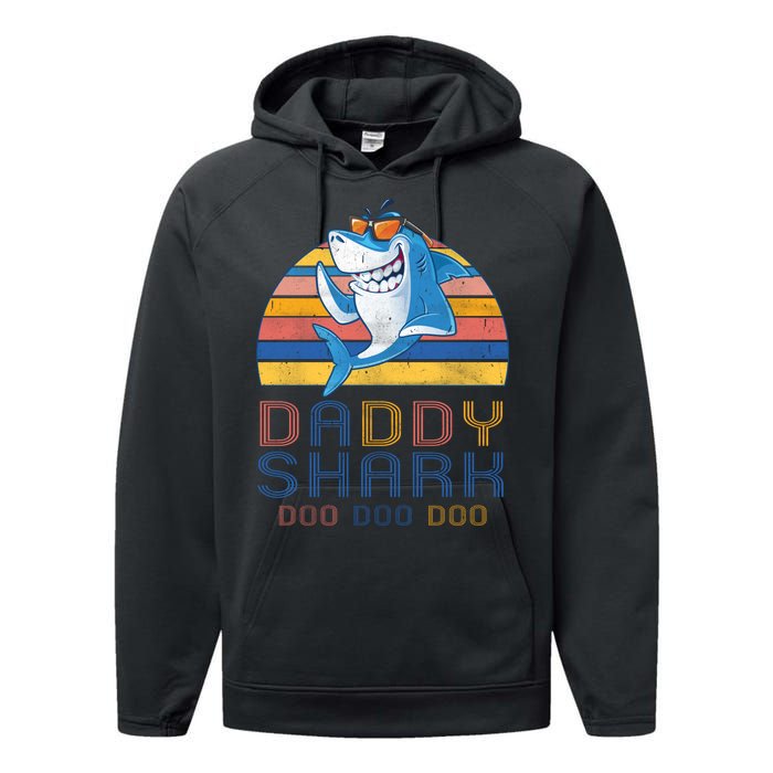 Retro Vintage Daddy Shark Doo Performance Fleece Hoodie