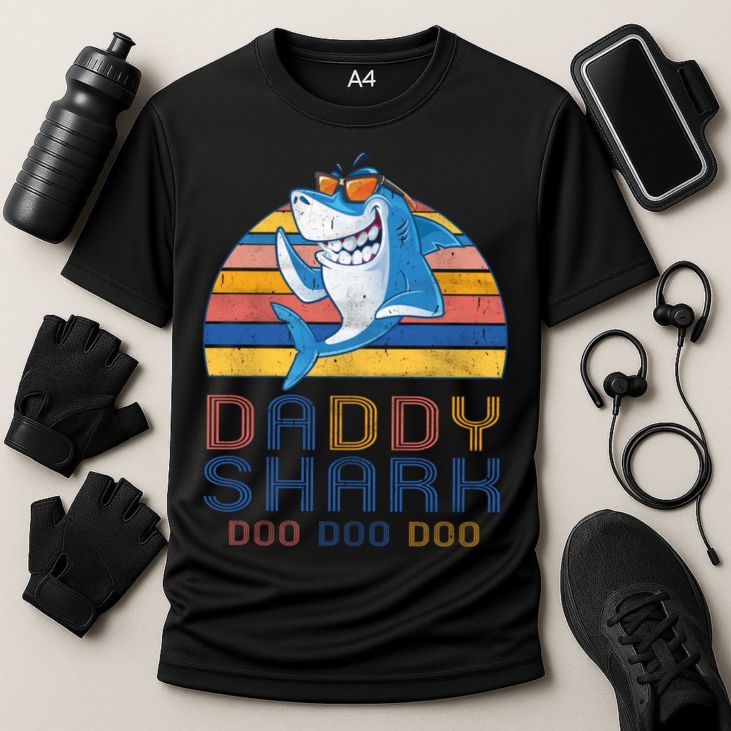 Retro Vintage Daddy Shark Doo Performance Shirt