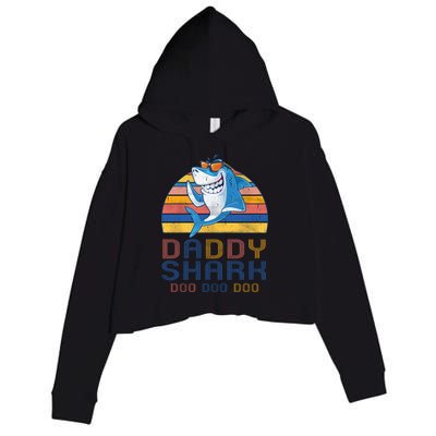 Retro Vintage Daddy Shark Doo Crop Fleece Hoodie