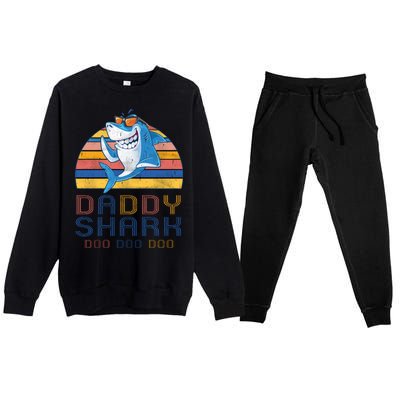 Retro Vintage Daddy Shark Doo Premium Crewneck Sweatsuit Set