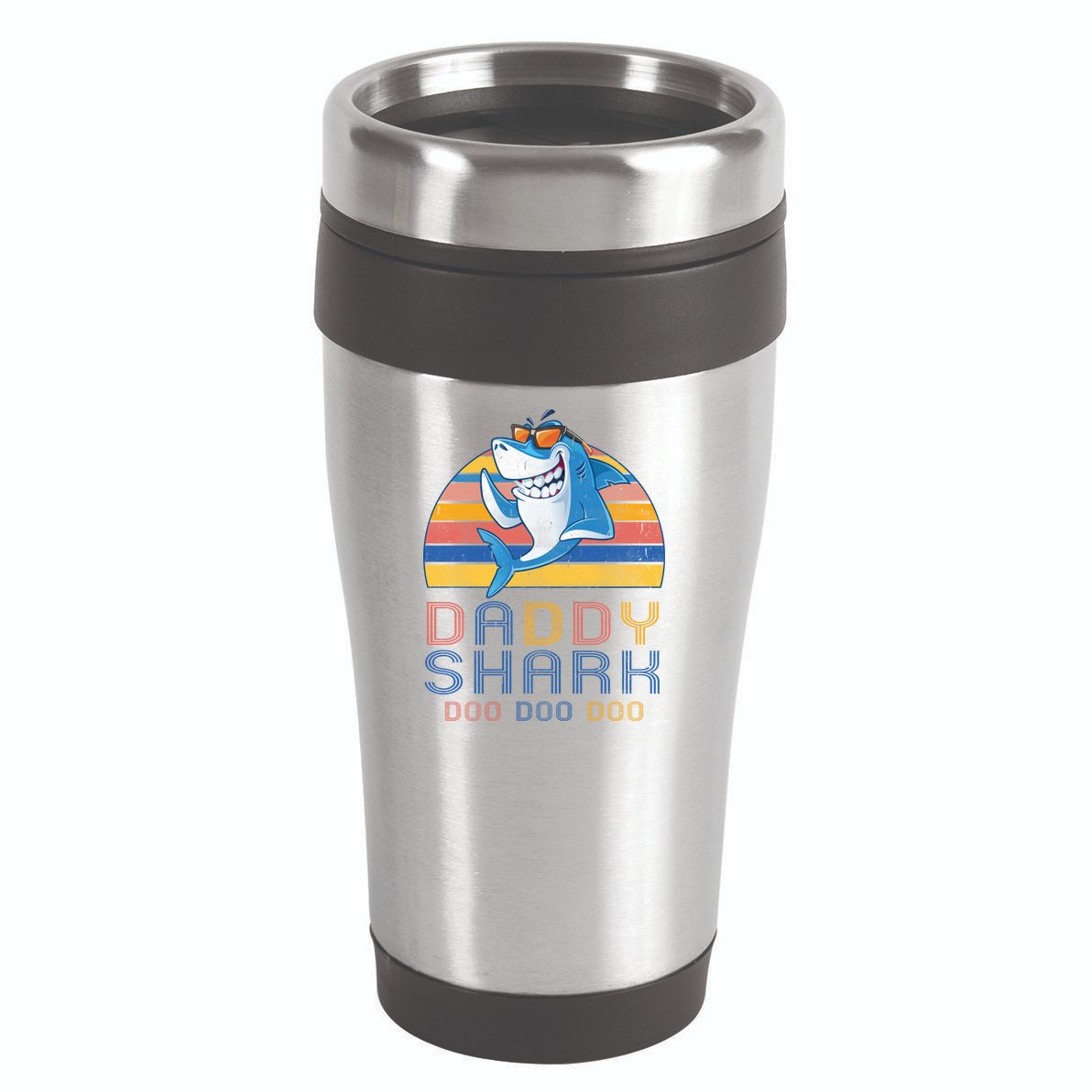 Retro Vintage Daddy Shark Doo 16oz Travel Tumbler
