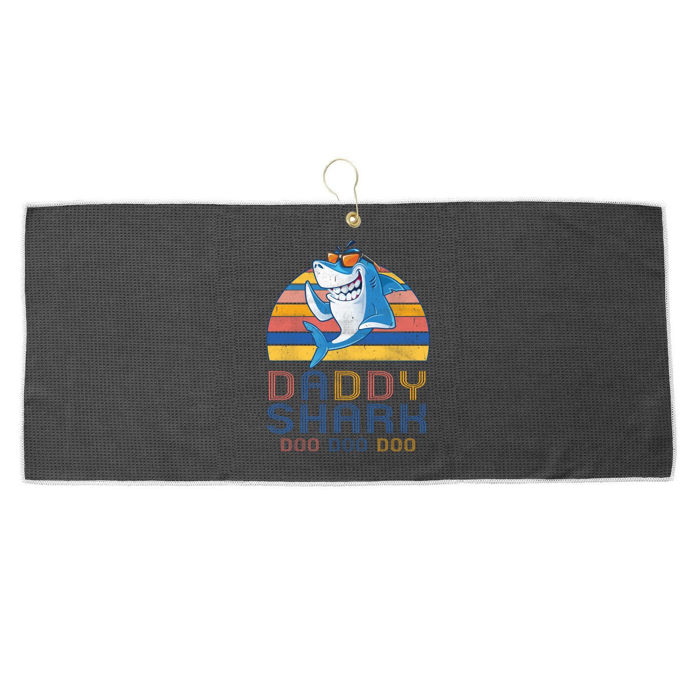 Retro Vintage Daddy Shark Doo Large Microfiber Waffle Golf Towel