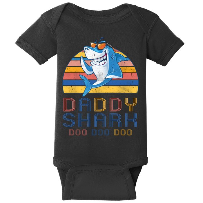 Retro Vintage Daddy Shark Doo Baby Bodysuit