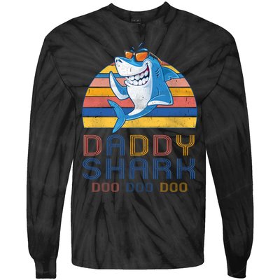 Retro Vintage Daddy Shark Doo Tie-Dye Long Sleeve Shirt