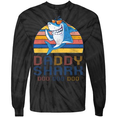 Retro Vintage Daddy Shark Doo Tie-Dye Long Sleeve Shirt