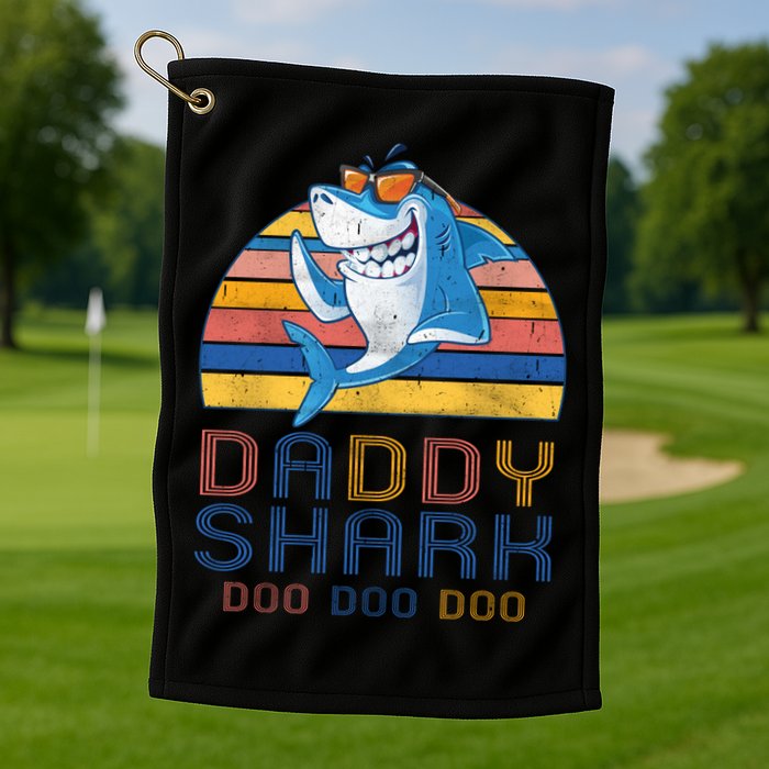Retro Vintage Daddy Shark Doo Golf Towel