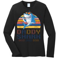 Retro Vintage Daddy Shark Doo Ladies Long Sleeve Shirt