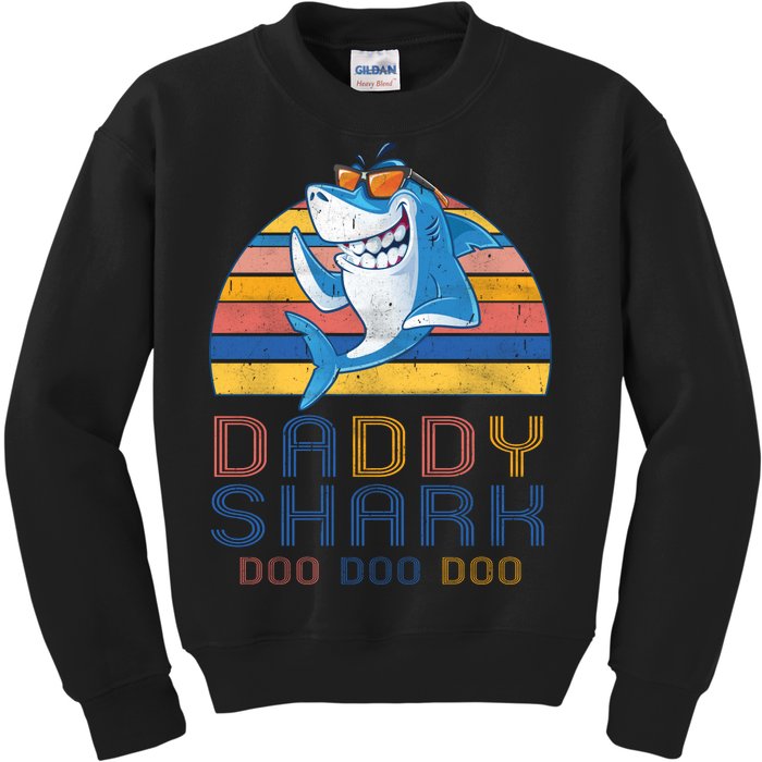 Retro Vintage Daddy Shark Doo Kids Sweatshirt