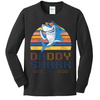 Retro Vintage Daddy Shark Doo Kids Long Sleeve Shirt