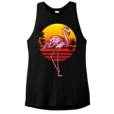 Retro Vintage Flamingo  Ladies PosiCharge Tri-Blend Wicking Tank