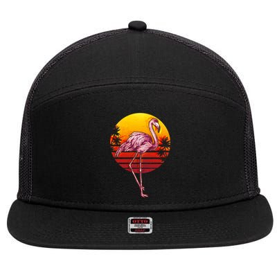 Retro Vintage Flamingo  7 Panel Mesh Trucker Snapback Hat