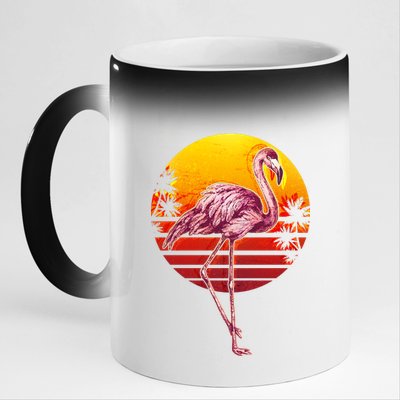 Retro Vintage Flamingo  11oz Black Color Changing Mug