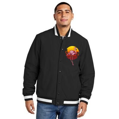 Retro Vintage Flamingo  Insulated Varsity Jacket