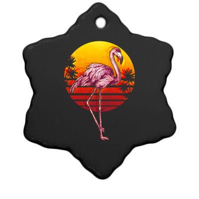 Retro Vintage Flamingo  Ceramic Star Ornament