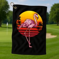 Retro Vintage Flamingo  Golf Towel