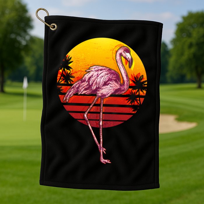 Retro Vintage Flamingo  Golf Towel
