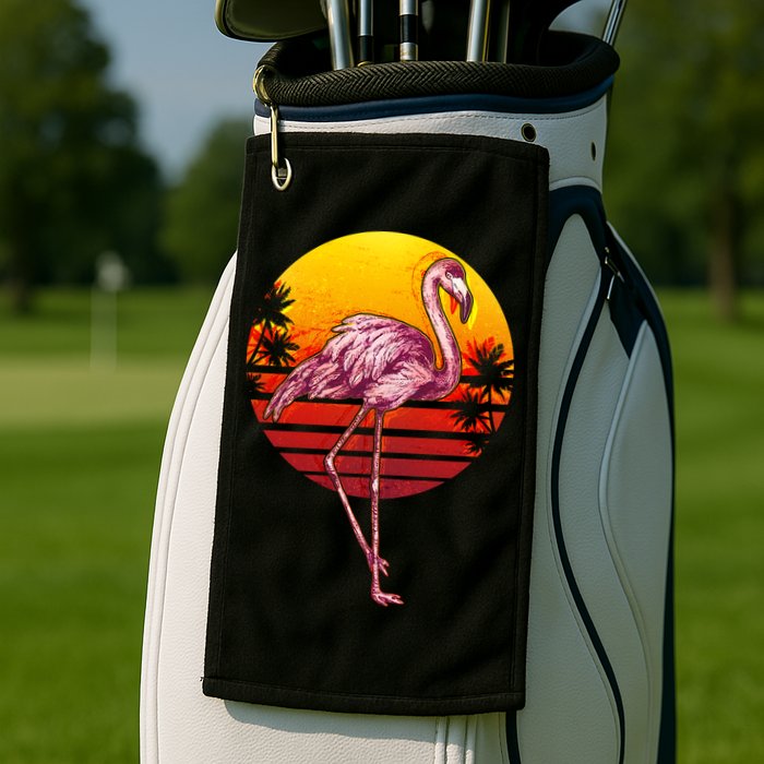 Retro Vintage Flamingo  Golf Towel
