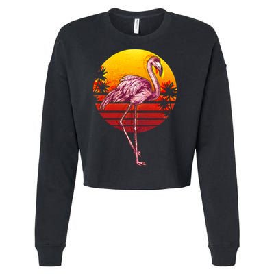 Retro Vintage Flamingo  Cropped Pullover Crew