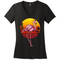 Retro Vintage Flamingo  Women's V-Neck T-Shirt