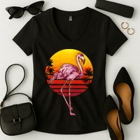 Retro Vintage Flamingo  Women's V-Neck T-Shirt