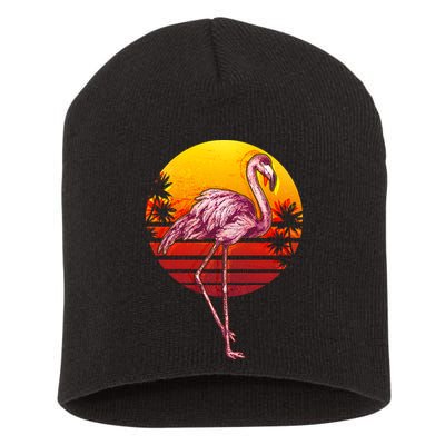 Retro Vintage Flamingo  Short Acrylic Beanie