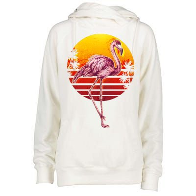 Retro Vintage Flamingo  Womens Funnel Neck Pullover Hood