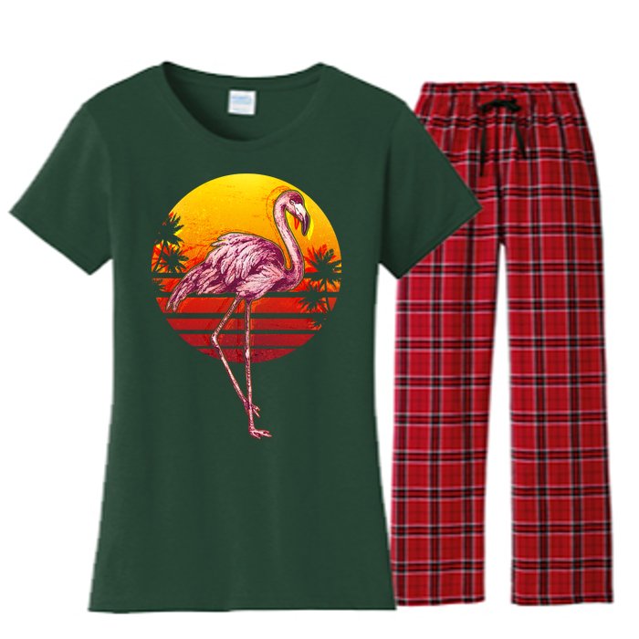 Retro Vintage Flamingo  Women's Flannel Pajama Set