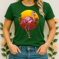 Retro Vintage Flamingo  Womens T-Shirt
