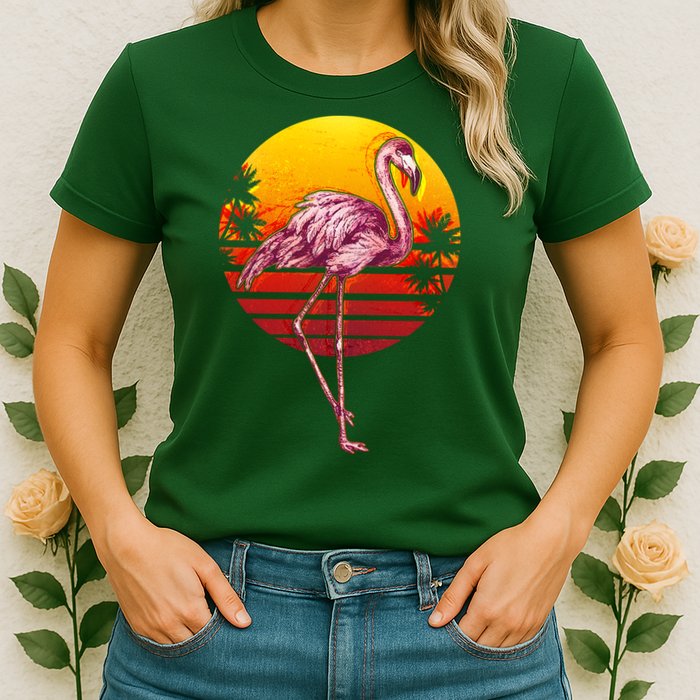 Retro Vintage Flamingo  Womens T-Shirt