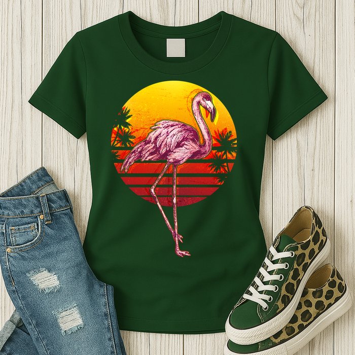 Retro Vintage Flamingo  Womens T-Shirt