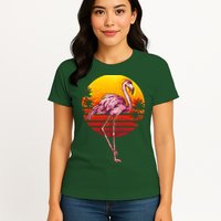Retro Vintage Flamingo  Womens T-Shirt
